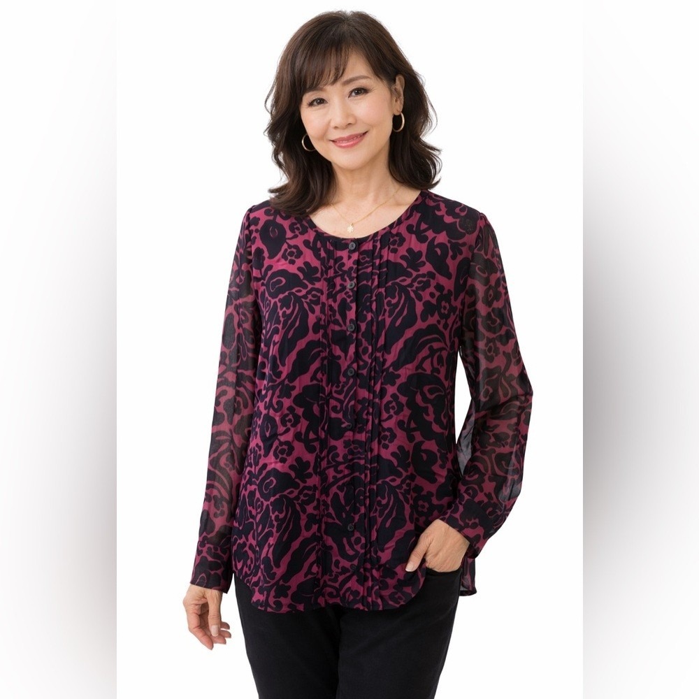 LOFT- Black and Pink Animal Print Top Size S
